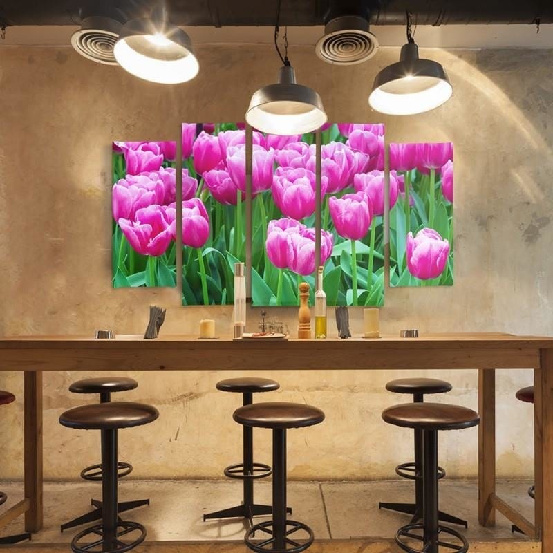 Kanva no 5 daļām - Type B, Pink Tulips 1 Home Trends DECO