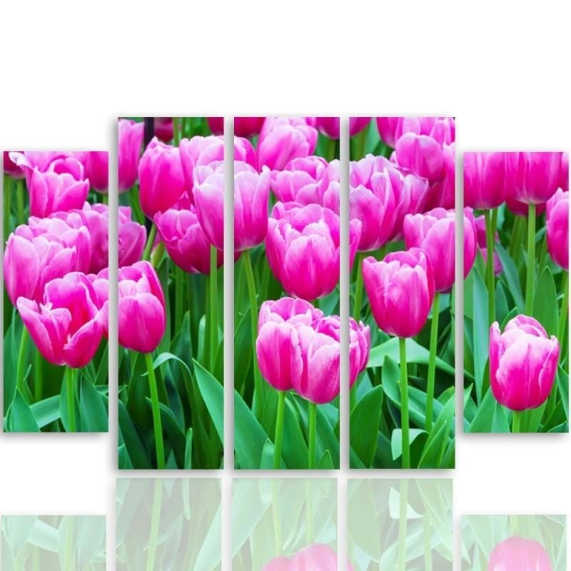 Kanva no 5 daļām - Type B, Pink Tulips 1 Home Trends DECO