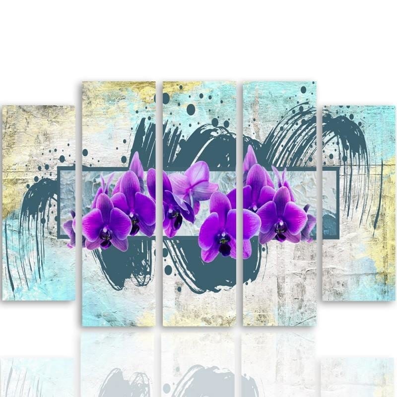 Kanva no 5 daļām - Type B, Purple Flowers 2 Home Trends DECO