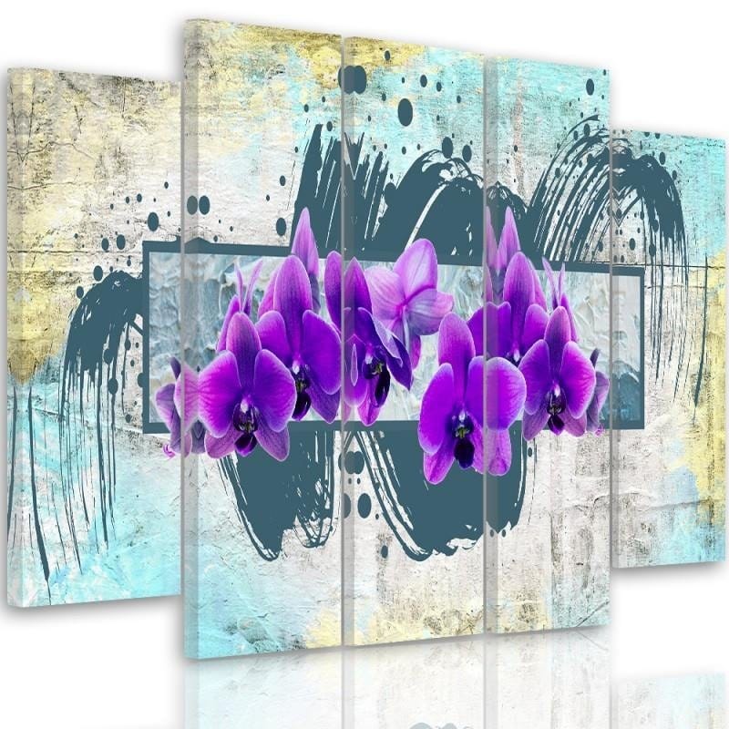 Kanva no 5 daļām - Type B, Purple Flowers 2 Home Trends DECO