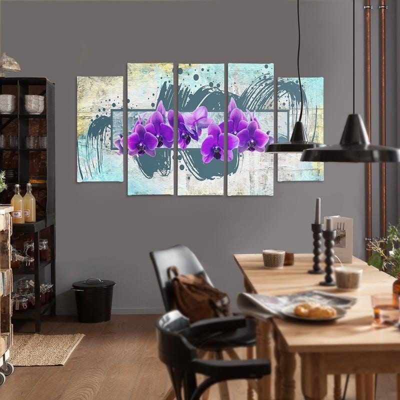 Kanva no 5 daļām - Type B, Purple Flowers 2 Home Trends DECO