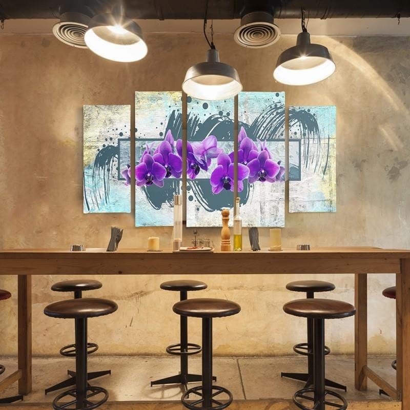 Kanva no 5 daļām - Type B, Purple Flowers 2 Home Trends DECO