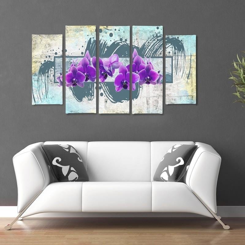Kanva no 5 daļām - Type B, Purple Flowers 2 Home Trends DECO
