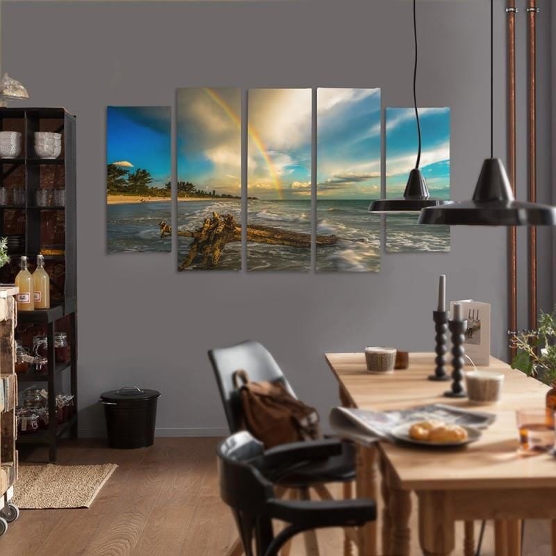 Kanva no 5 daļām - Type B, Rainbow Over The Beach Home Trends DECO