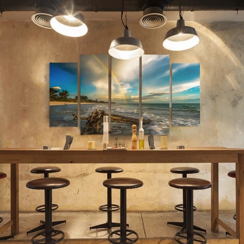 Kanva no 5 daļām - Type B, Rainbow Over The Beach Home Trends DECO