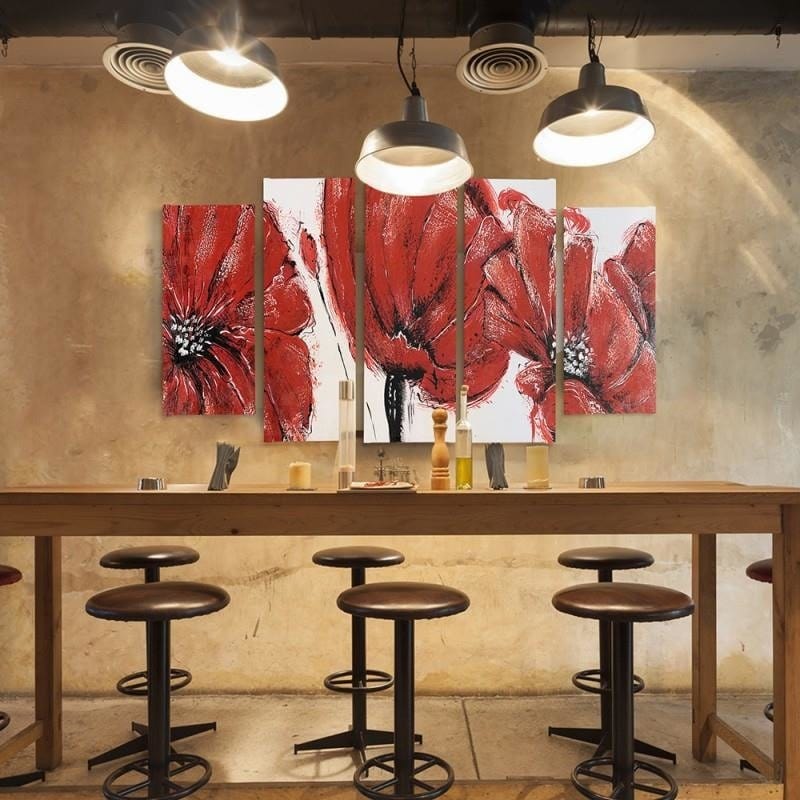 Kanva no 5 daļām - Type B, Red Flowers Home Trends DECO