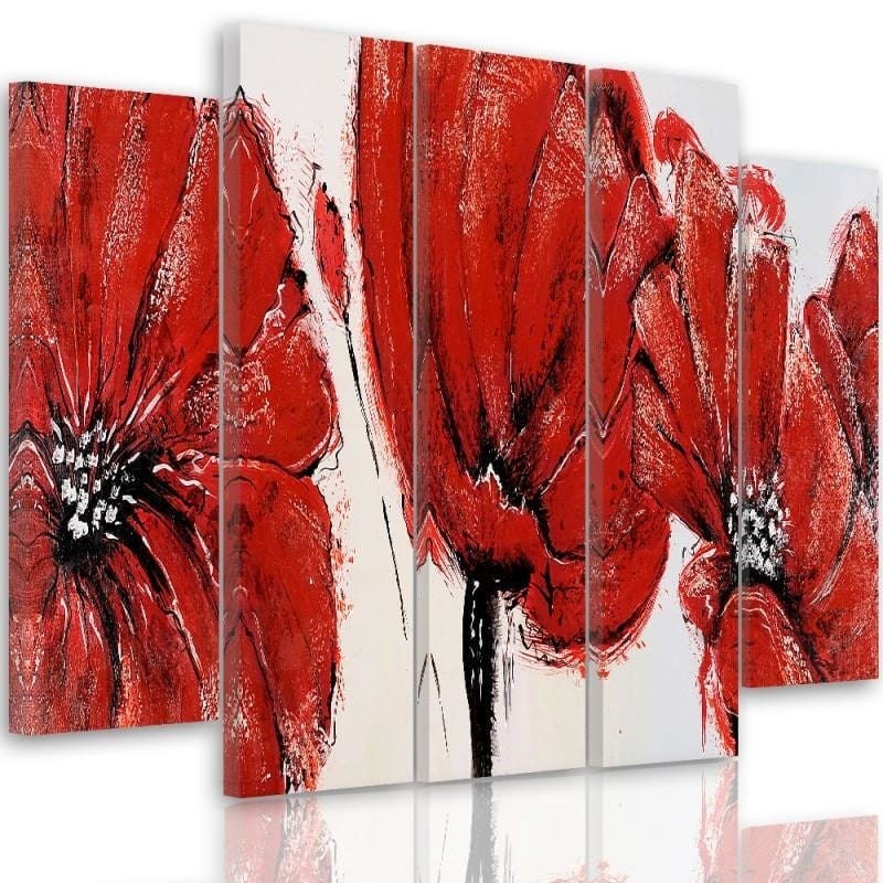 Kanva no 5 daļām - Type B, Red Flowers Home Trends DECO