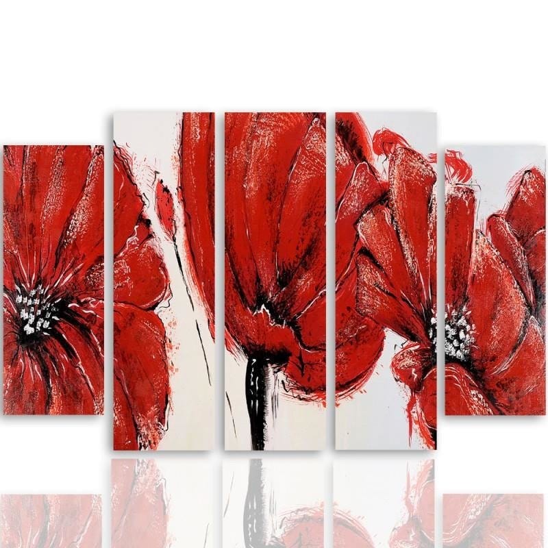 Kanva no 5 daļām - Type B, Red Flowers Home Trends DECO