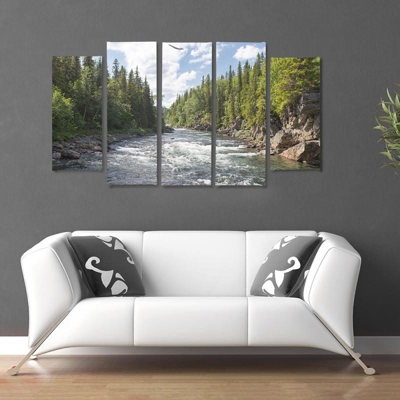 Kanva no 5 daļām - Type B, River In Forest Home Trends DECO