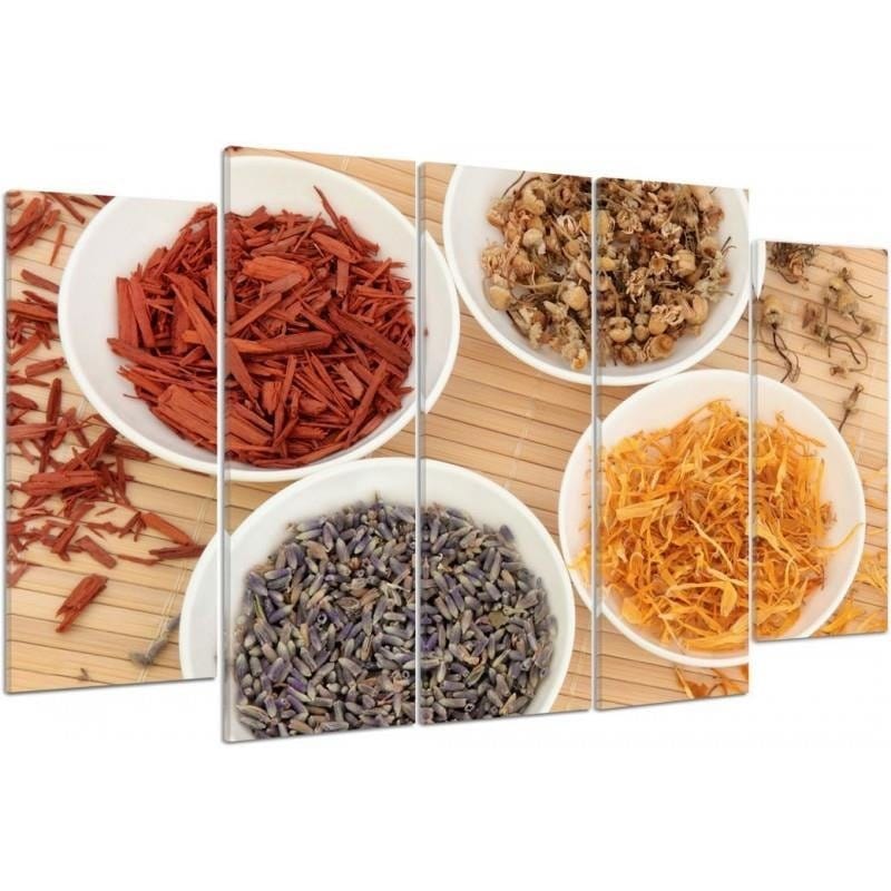 Kanva no 5 daļām - Type B, Spices In White Bowls Home Trends DECO
