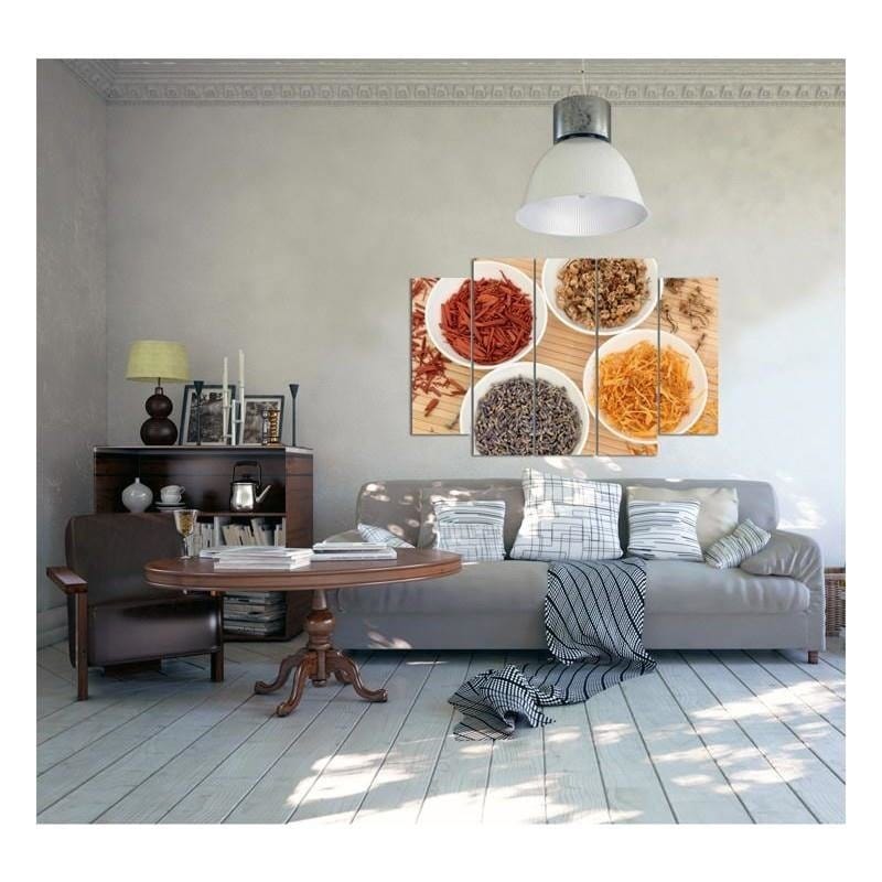 Kanva no 5 daļām - Type B, Spices In White Bowls Home Trends DECO