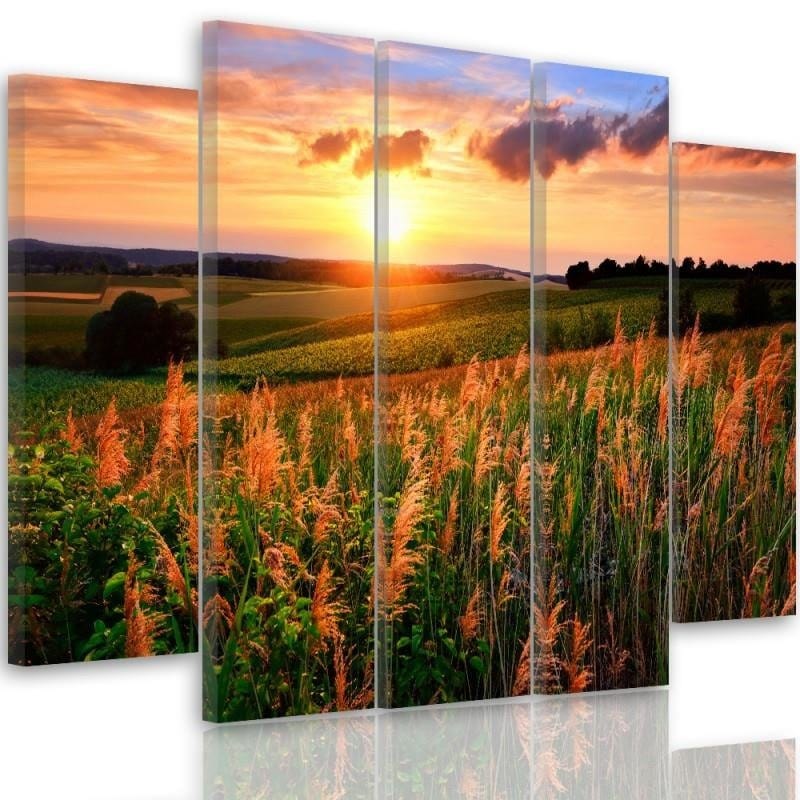 Kanva no 5 daļām - Type B, Sunset Over The Fields Home Trends DECO