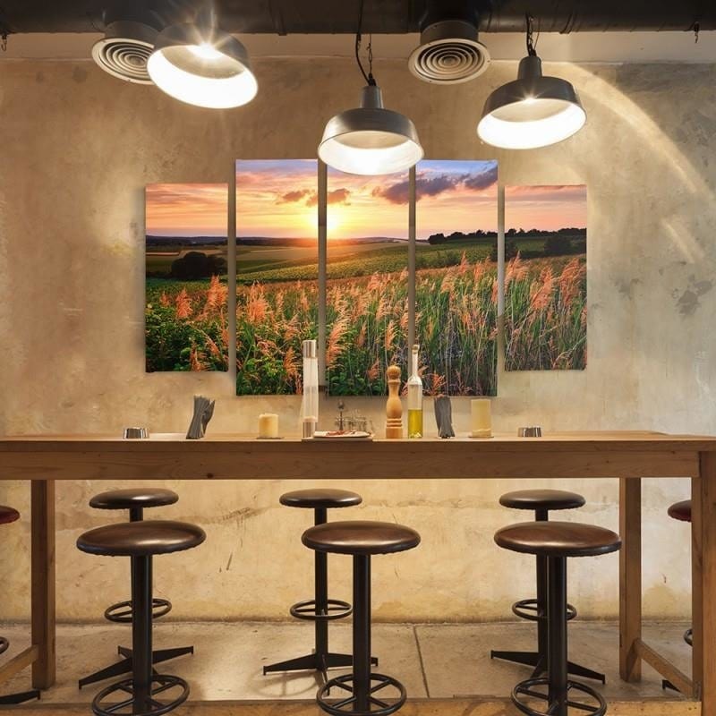 Kanva no 5 daļām - Type B, Sunset Over The Fields Home Trends DECO