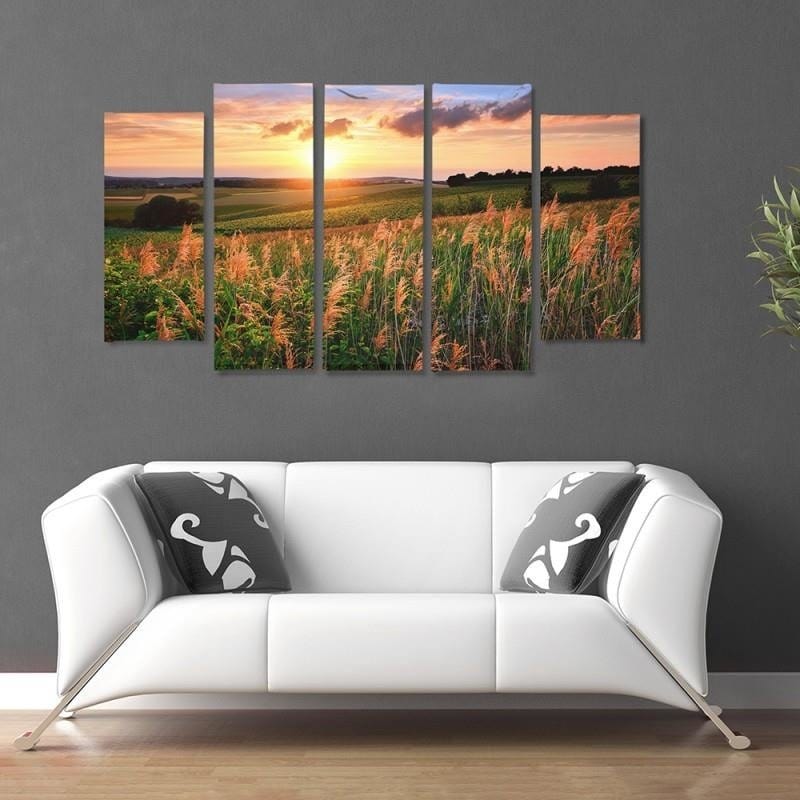 Kanva no 5 daļām - Type B, Sunset Over The Fields Home Trends DECO