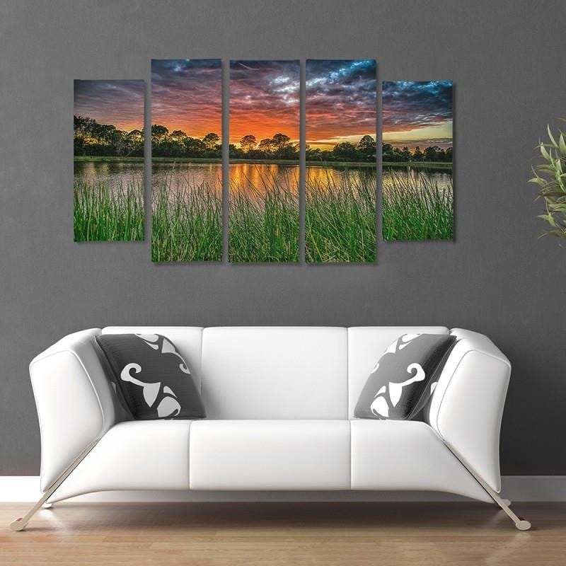 Kanva no 5 daļām - Type B, Sunset Over The Water 3 Home Trends DECO