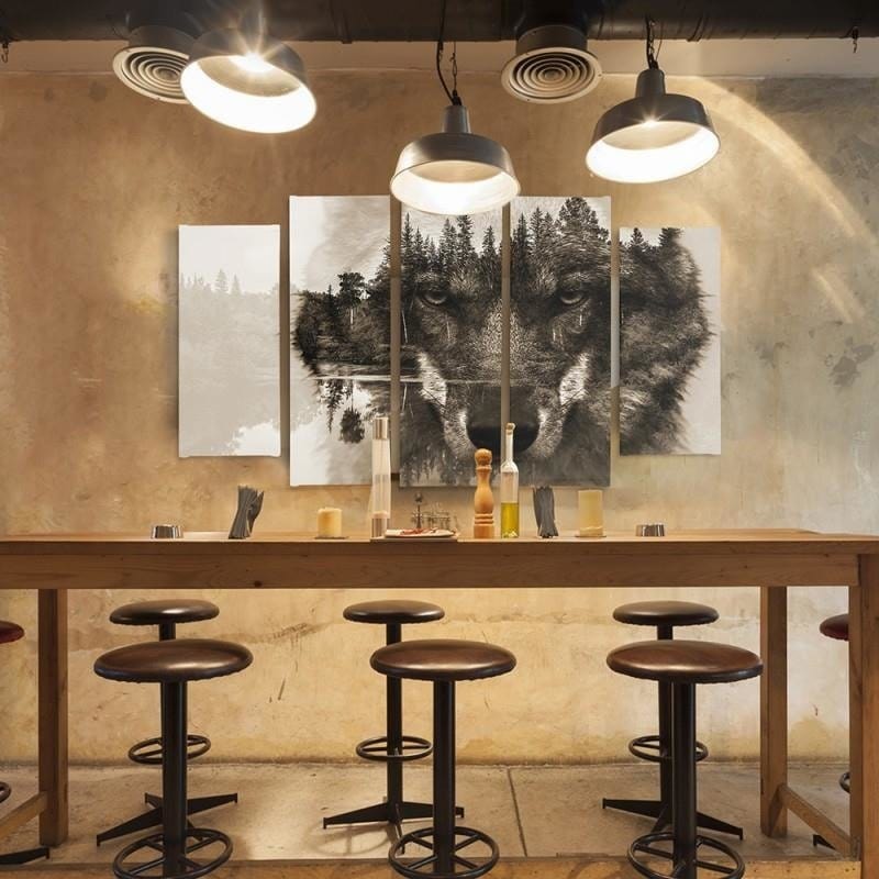 Kanva no 5 daļām - Type B, The Wolf Forest Background - Brown Home Trends DECO