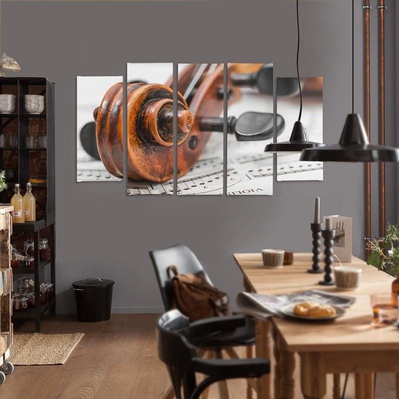 Kanva no 5 daļām - Type B, Violin On Music Sheet Home Trends DECO