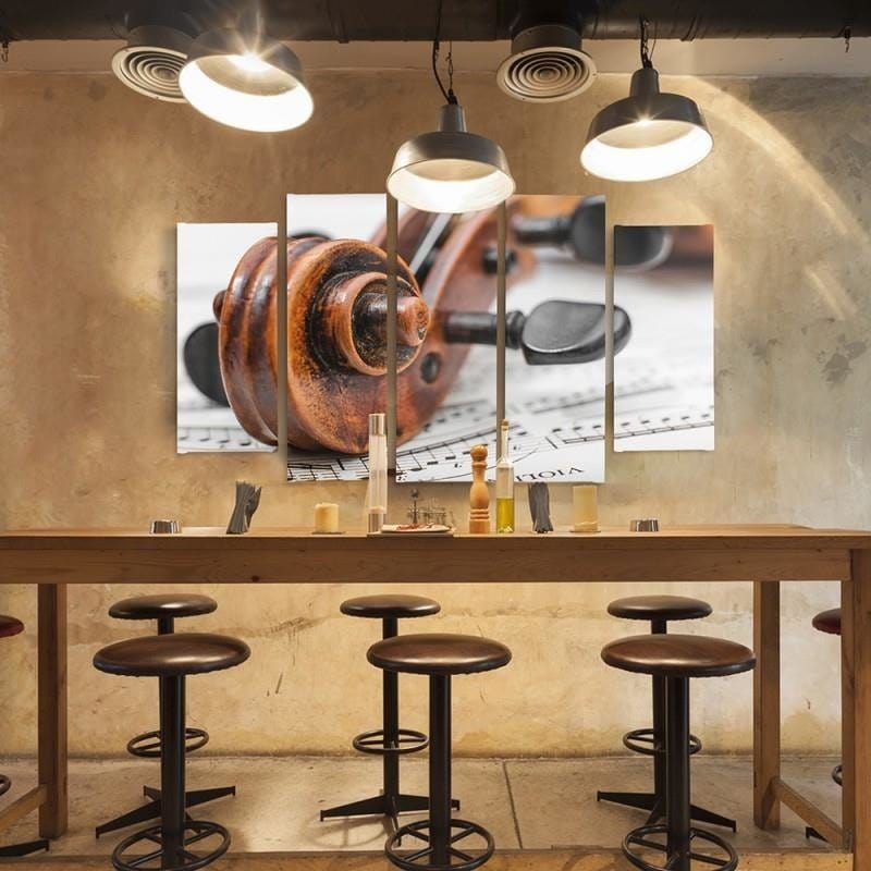 Kanva no 5 daļām - Type B, Violin On Music Sheet Home Trends DECO