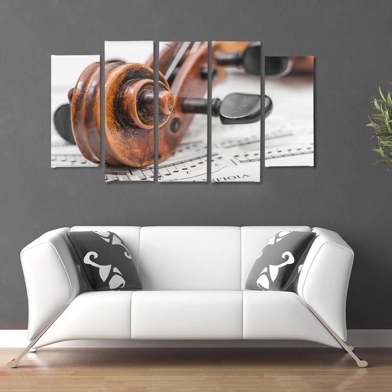 Kanva no 5 daļām - Type B, Violin On Music Sheet Home Trends DECO