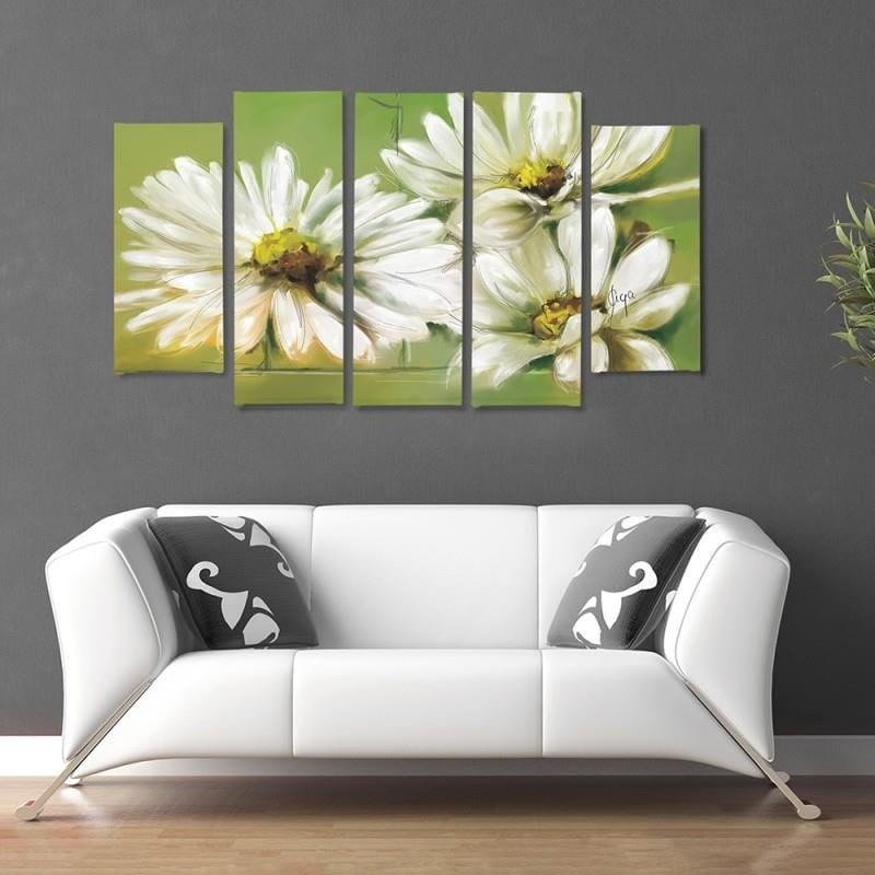 Kanva no 5 daļām - Type B, White Flowers Home Trends DECO