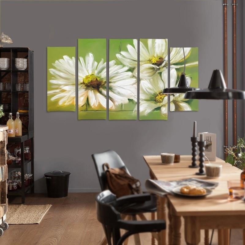 Kanva no 5 daļām - Type B, White Flowers Home Trends DECO