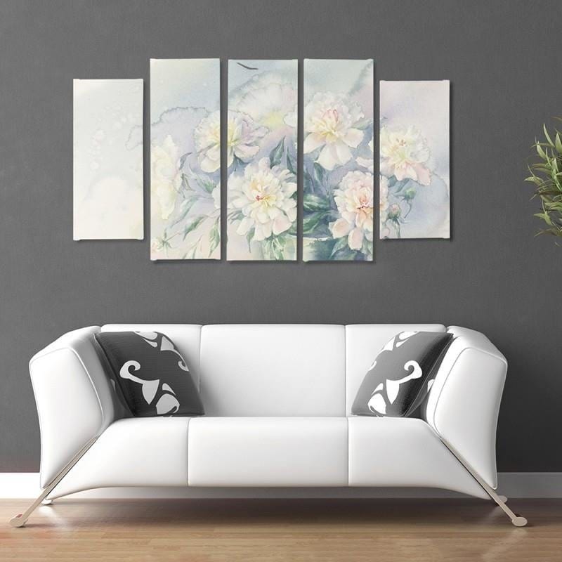 Kanva no 5 daļām - Type B, White Flowers In A Pot Home Trends DECO