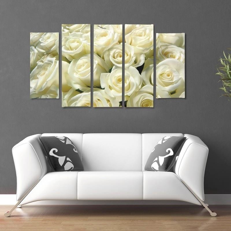 Kanva no 5 daļām - Type B, White Roses Home Trends DECO
