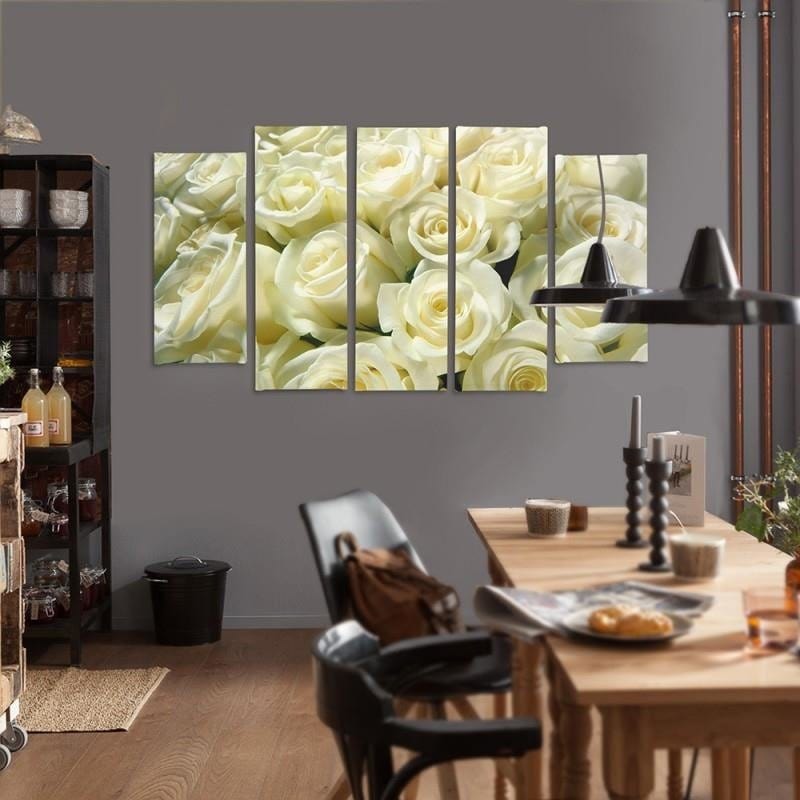 Kanva no 5 daļām - Type B, White Roses Home Trends DECO