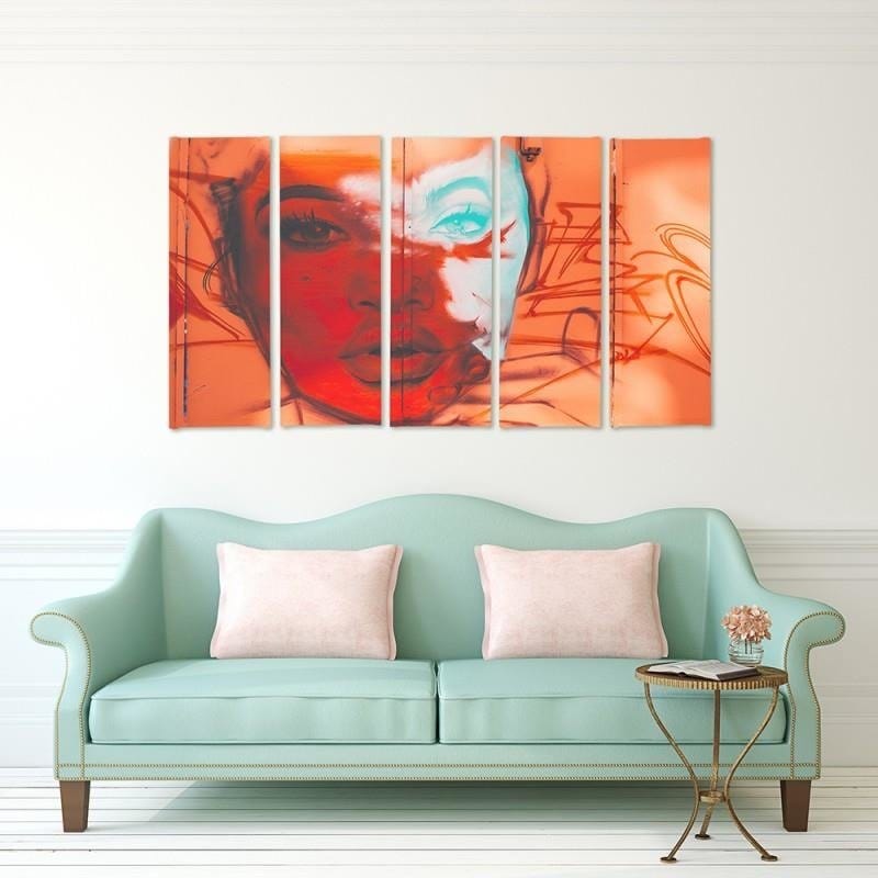 Kanva no 5 daļām - Type C, A Woman's Face Home Trends DECO