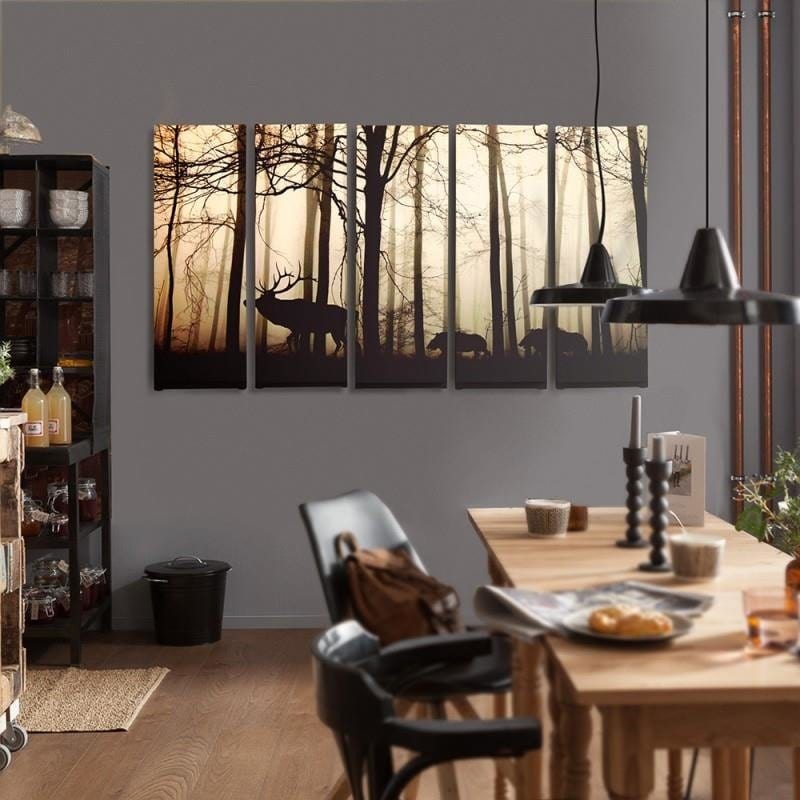 Kanva no 5 daļām - Type C, Animals In The Forest Home Trends DECO