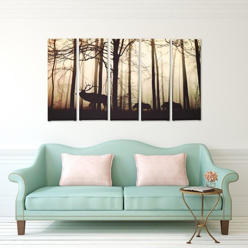Kanva no 5 daļām - Type C, Animals In The Forest Home Trends DECO