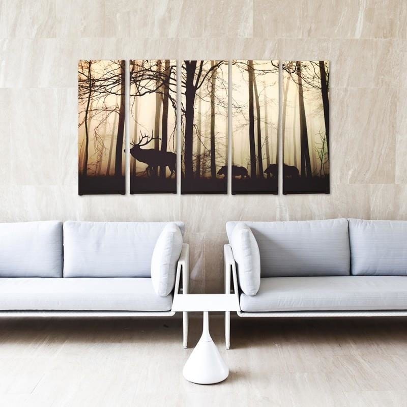 Kanva no 5 daļām - Type C, Animals In The Forest Home Trends DECO