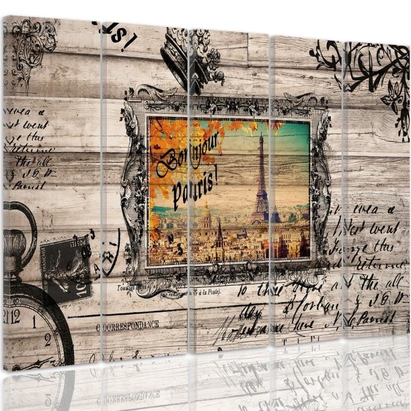Kanva no 5 daļām - Type C, Bonjour Paris 2 Home Trends DECO