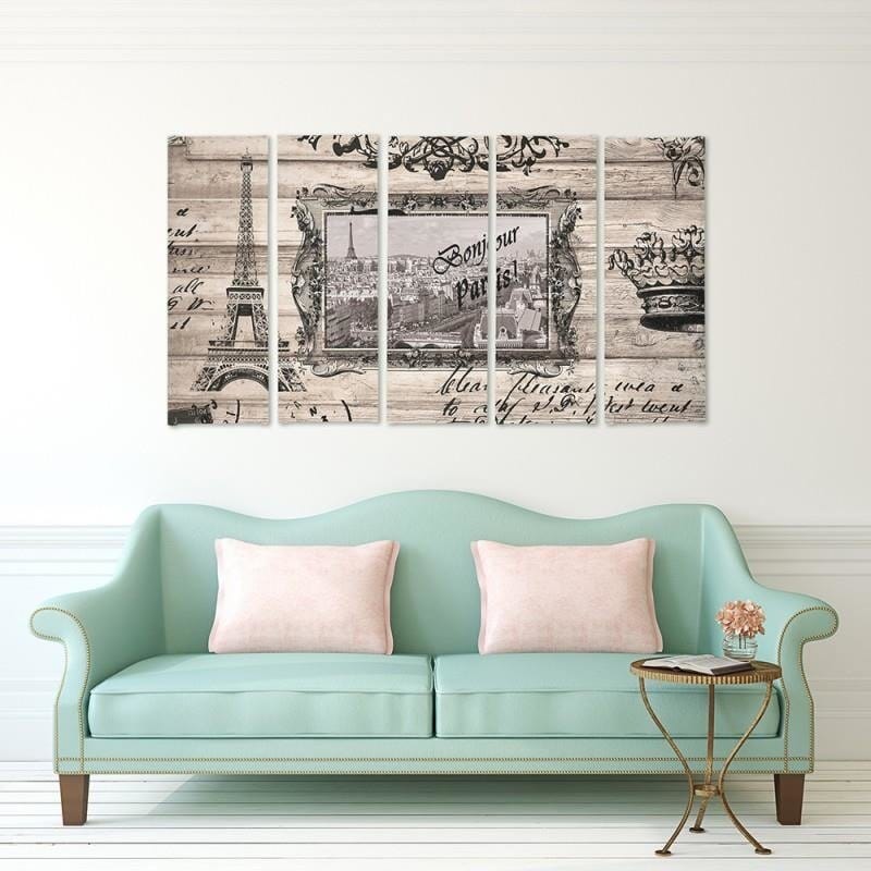 Kanva no 5 daļām - Type C, Bonjour Paris  Home Trends DECO
