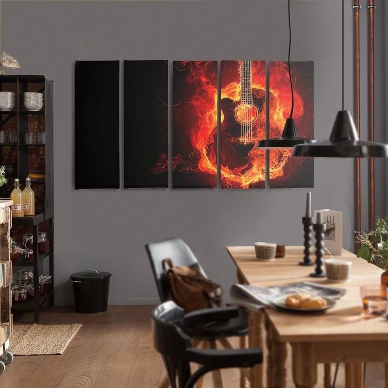 Kanva no 5 daļām - Type C, Burning Guitar Home Trends DECO