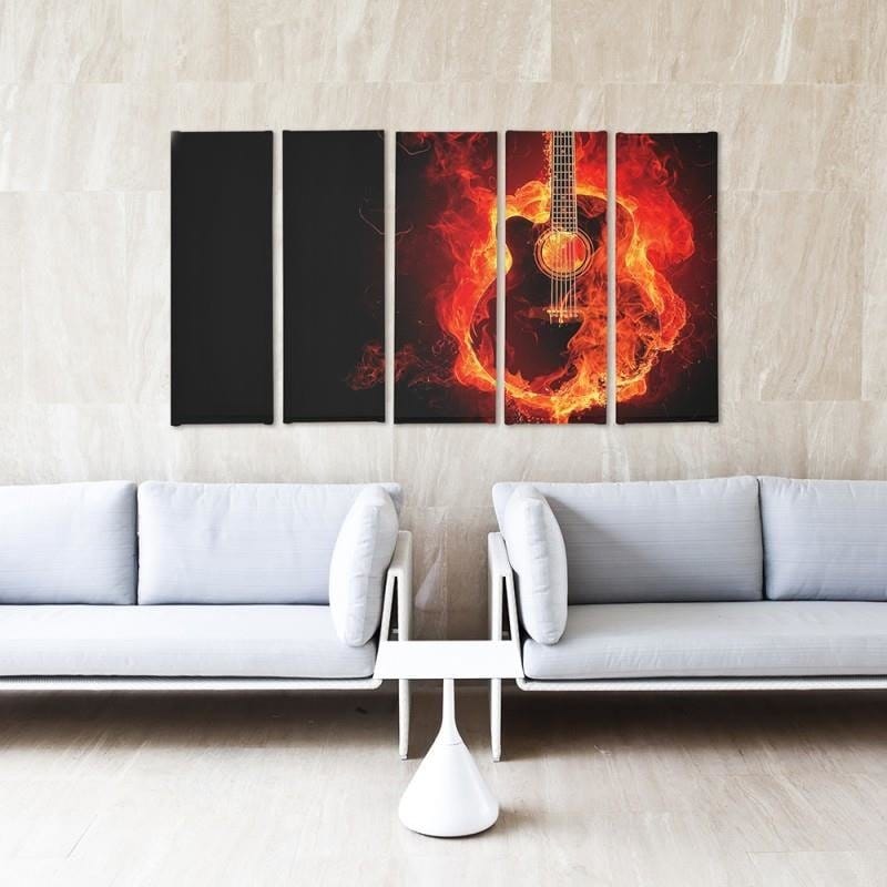 Kanva no 5 daļām - Type C, Burning Guitar Home Trends DECO