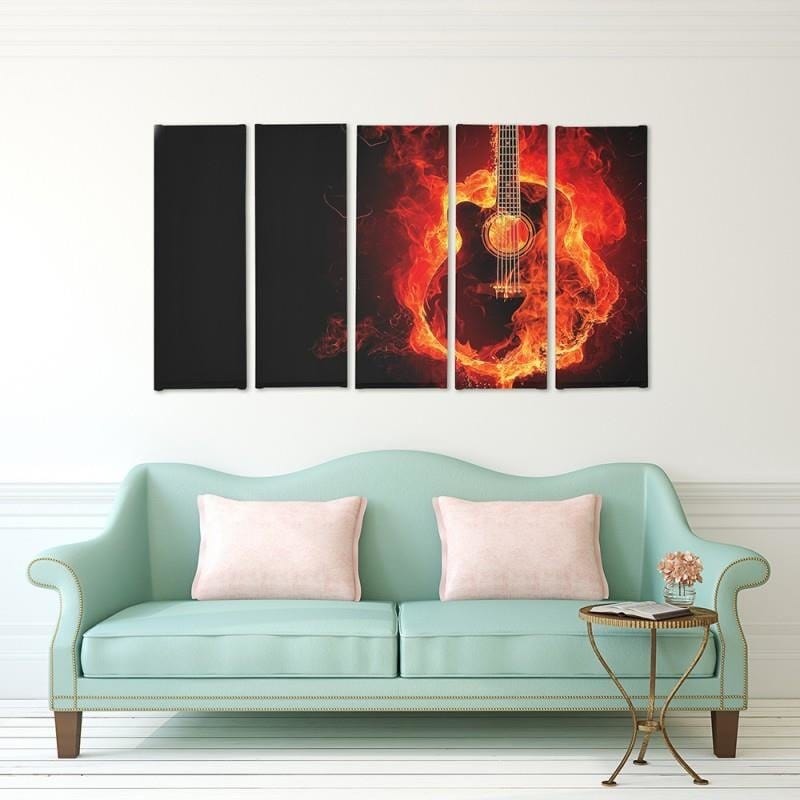 Kanva no 5 daļām - Type C, Burning Guitar Home Trends DECO