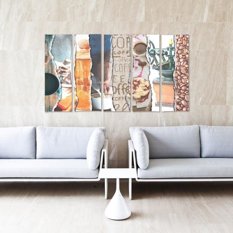 Kanva no 5 daļām - Type C, Coffee - Photocollages Home Trends DECO