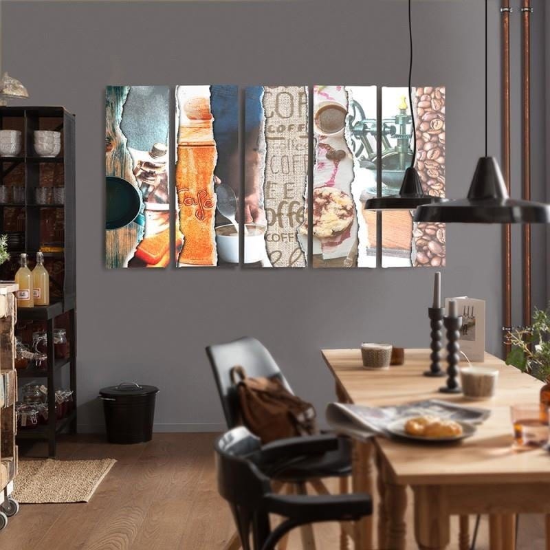 Kanva no 5 daļām - Type C, Coffee - Photocollages Home Trends DECO
