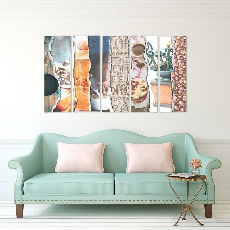 Kanva no 5 daļām - Type C, Coffee - Photocollages Home Trends DECO