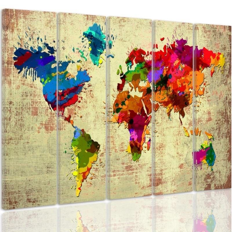 Kanva no 5 daļām - Type C, Color Map Of The World 2 Home Trends DECO