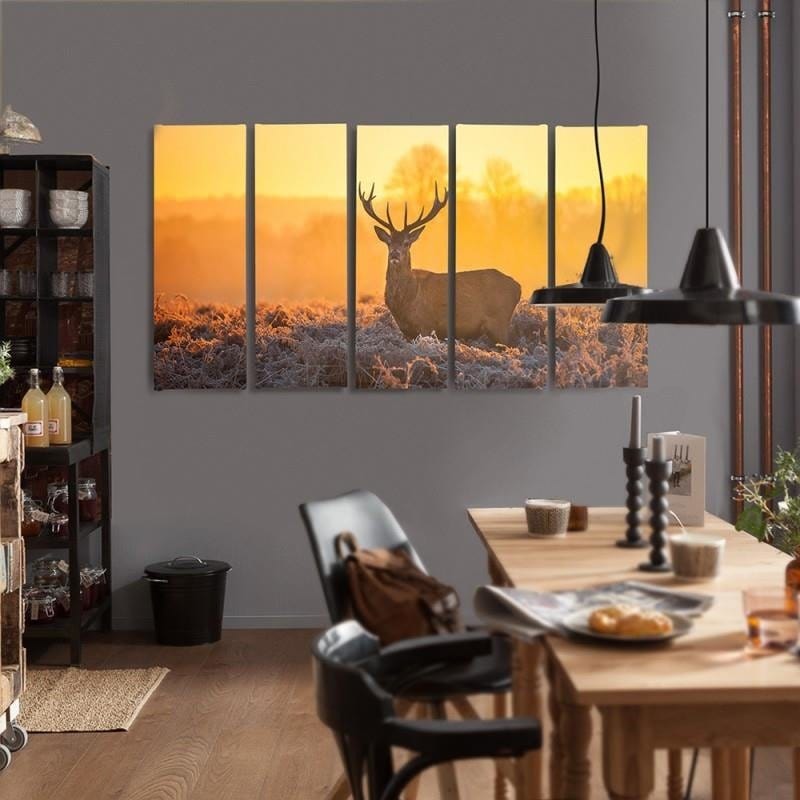 Kanva no 5 daļām - Type C, Deer Sunset 2 Home Trends DECO