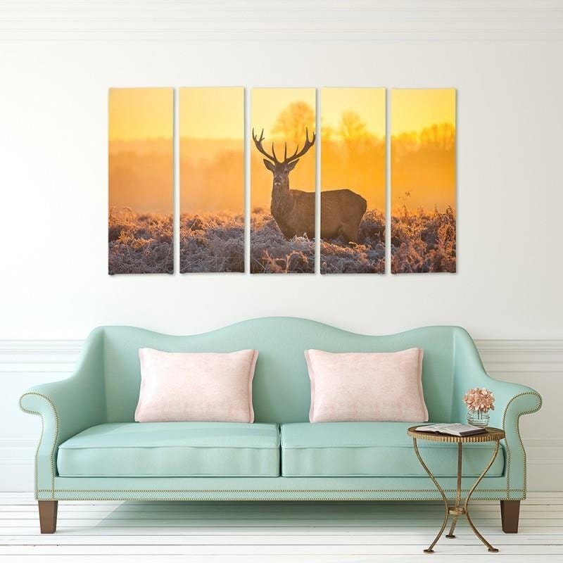 Kanva no 5 daļām - Type C, Deer Sunset 2 Home Trends DECO