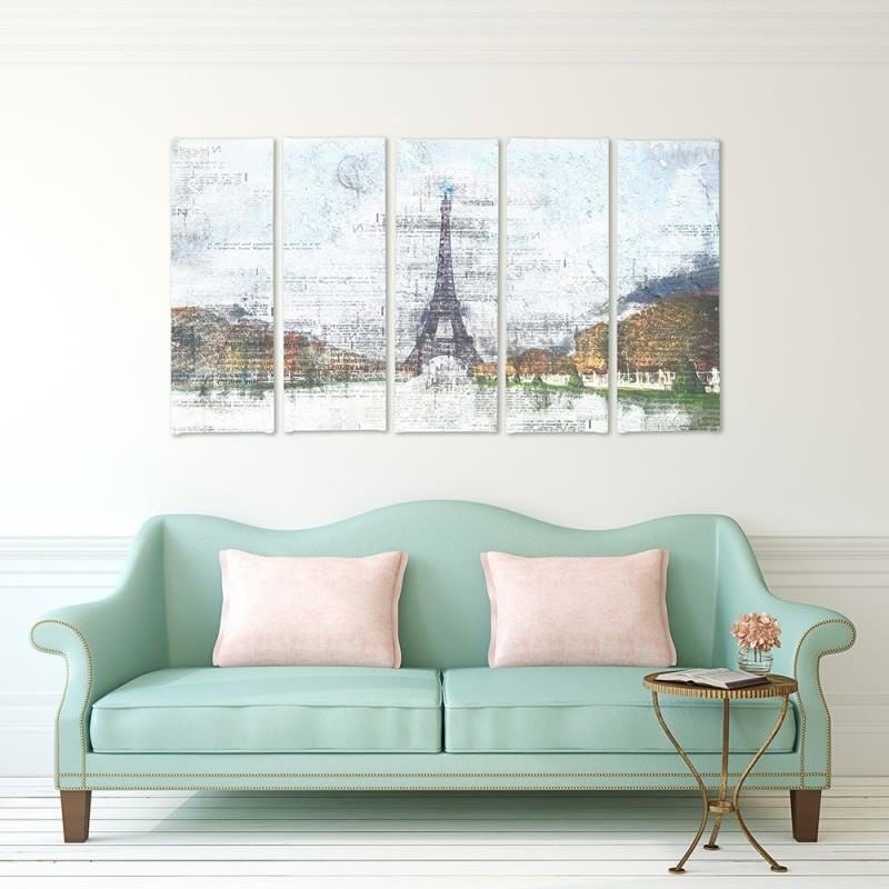 Kanva no 5 daļām - Type C, Eiffel Tower 6 Home Trends DECO