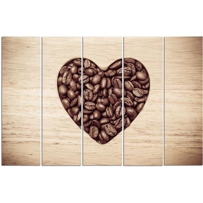 Kanva no 5 daļām - Type C, Heart Of Coffee Beans Home Trends DECO