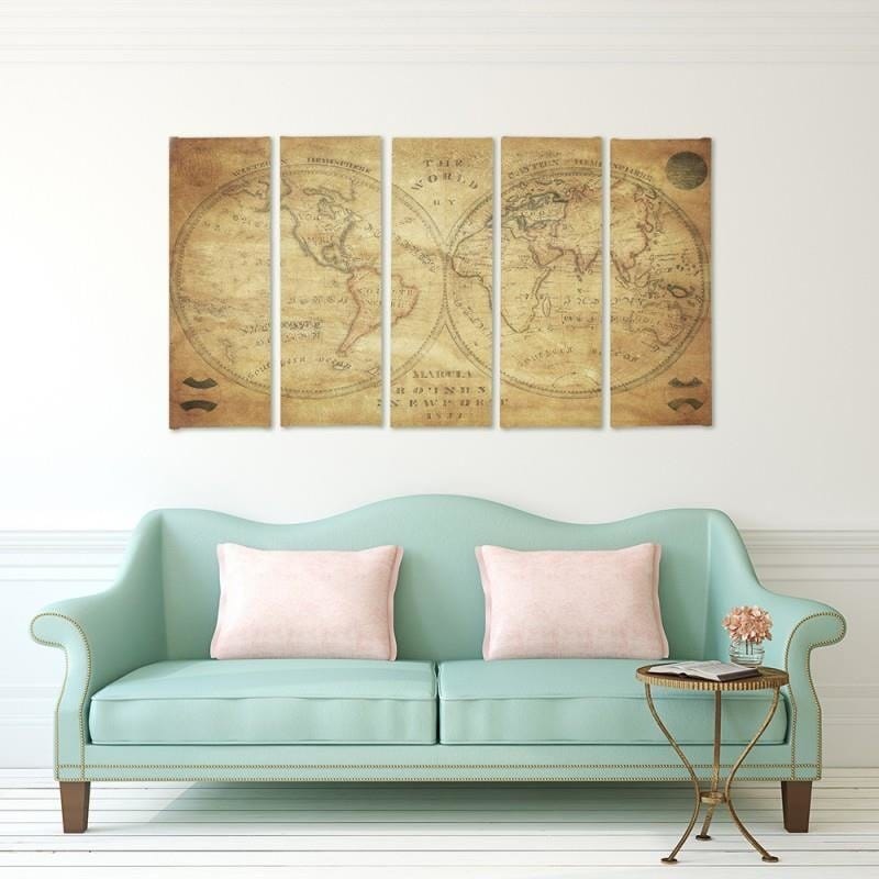Kanva no 5 daļām - Type C, Historic Map Of The World Home Trends DECO