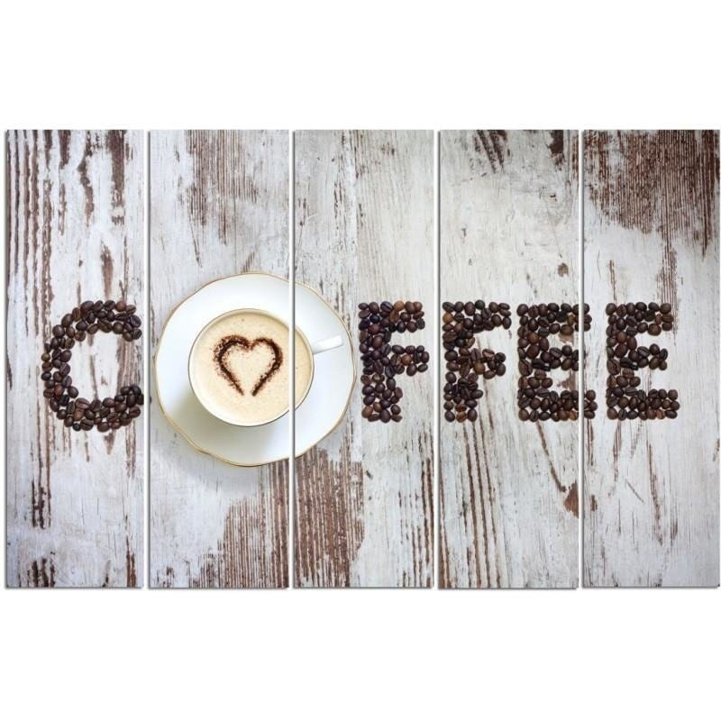 Kanva no 5 daļām - Type C, Inscription Coffee With Coffee Beans Home Trends DECO