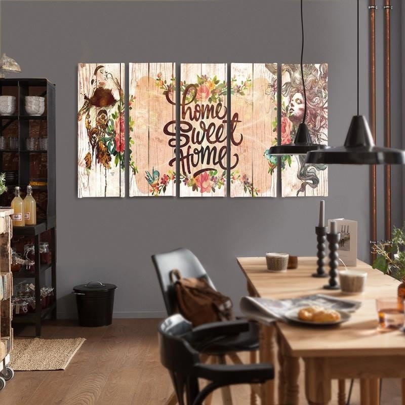 Kanva no 5 daļām - Type C, Inscription Home Sweet Home Home Trends DECO