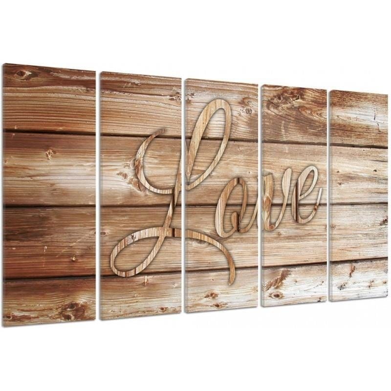 Kanva no 5 daļām - Type C, Inscription Love On Brown Boards Home Trends DECO