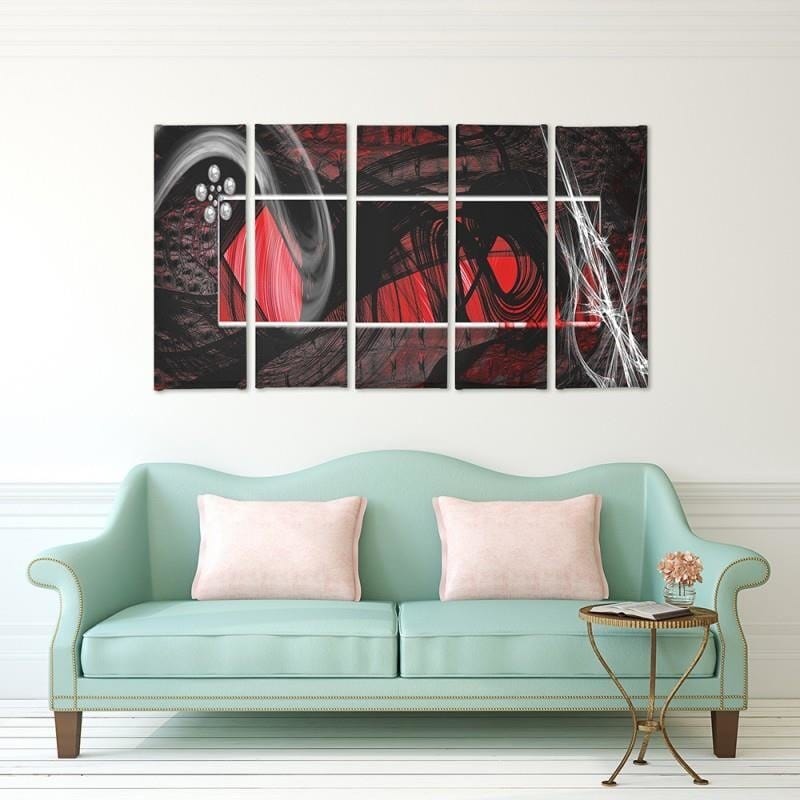 Kanva no 5 daļām - Type C, Interior - Red Abstraction  Home Trends DECO